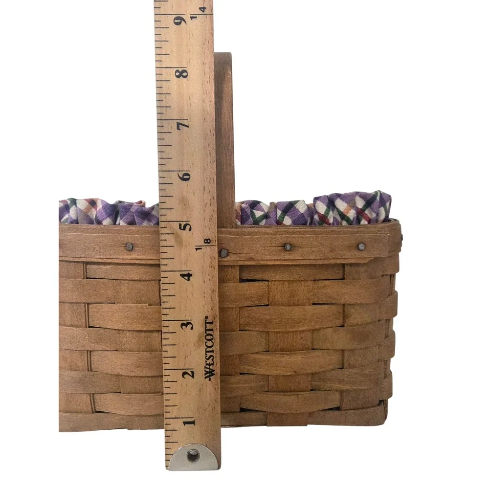 RARE Vintage 1985 Longaberger Handwoven Basket Plaid Liner Plastic Insert 1985